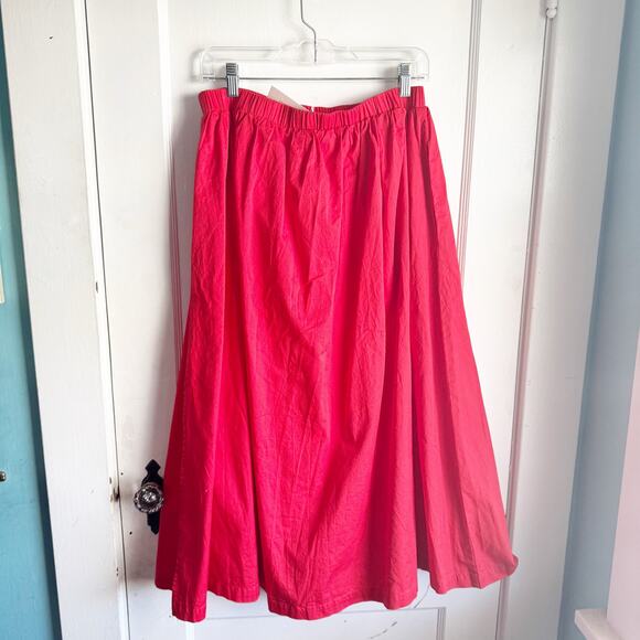 Sundry Anthropologie Candy Red Midi SKIRT ONLY NWT Side Slit Sexy Feminine M - Picture 10 of 12